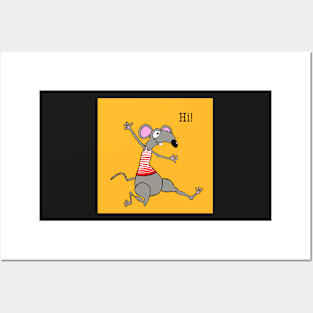 Hi! Happy rat running to meet his friend. Posters and Art